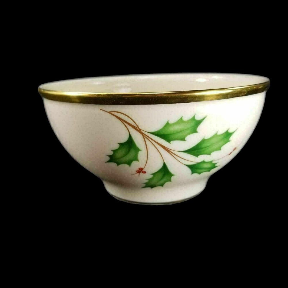 Lenox Holiday Collection 6 Inch Christmas Candy Snack‎ Cookie Gold Trim Bowl